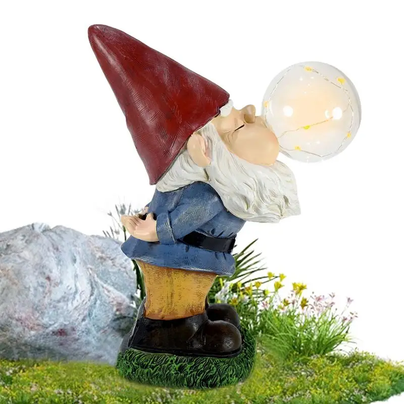 Solar Garden Gnome Garden Solar Light Gnome Outside Statues Gnome Figurines Funny Solar Garden Decor For Terrace Lawn Decoration