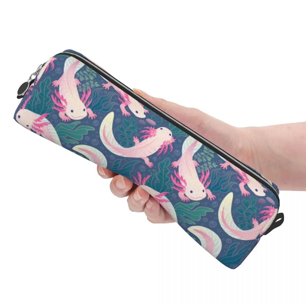 ウーパールーパー水生鉛筆ケースファッションかわいいサンショウウオペンバッグガールズボーイズ大容量学生学校ジッパー鉛筆ケース