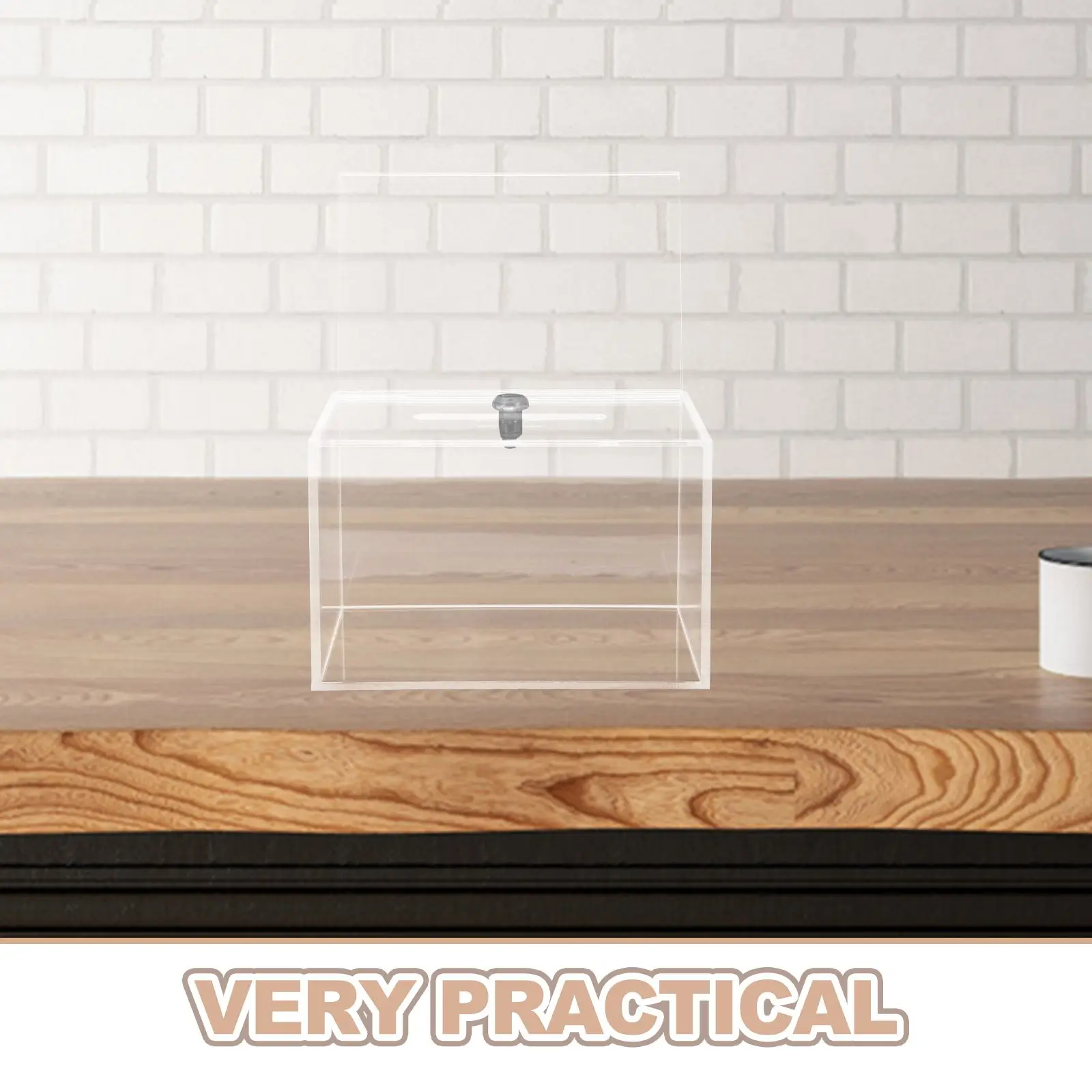 ロックとサインホルダー付きアクリル募金箱提案投票箱ロック可能な投票箱投票コメントボックステルクコンテスト用 F