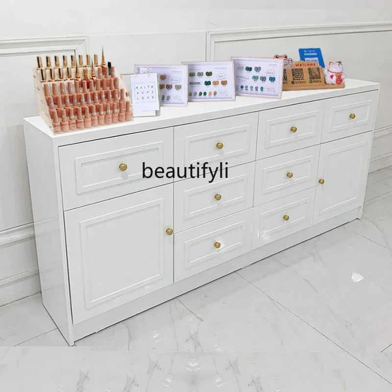 Nail Polish Low Locker Low Cabinet Storage Display Cabinet Floor Nail Salon Collection and Storage Nail Polish Glue Wall Cabinet