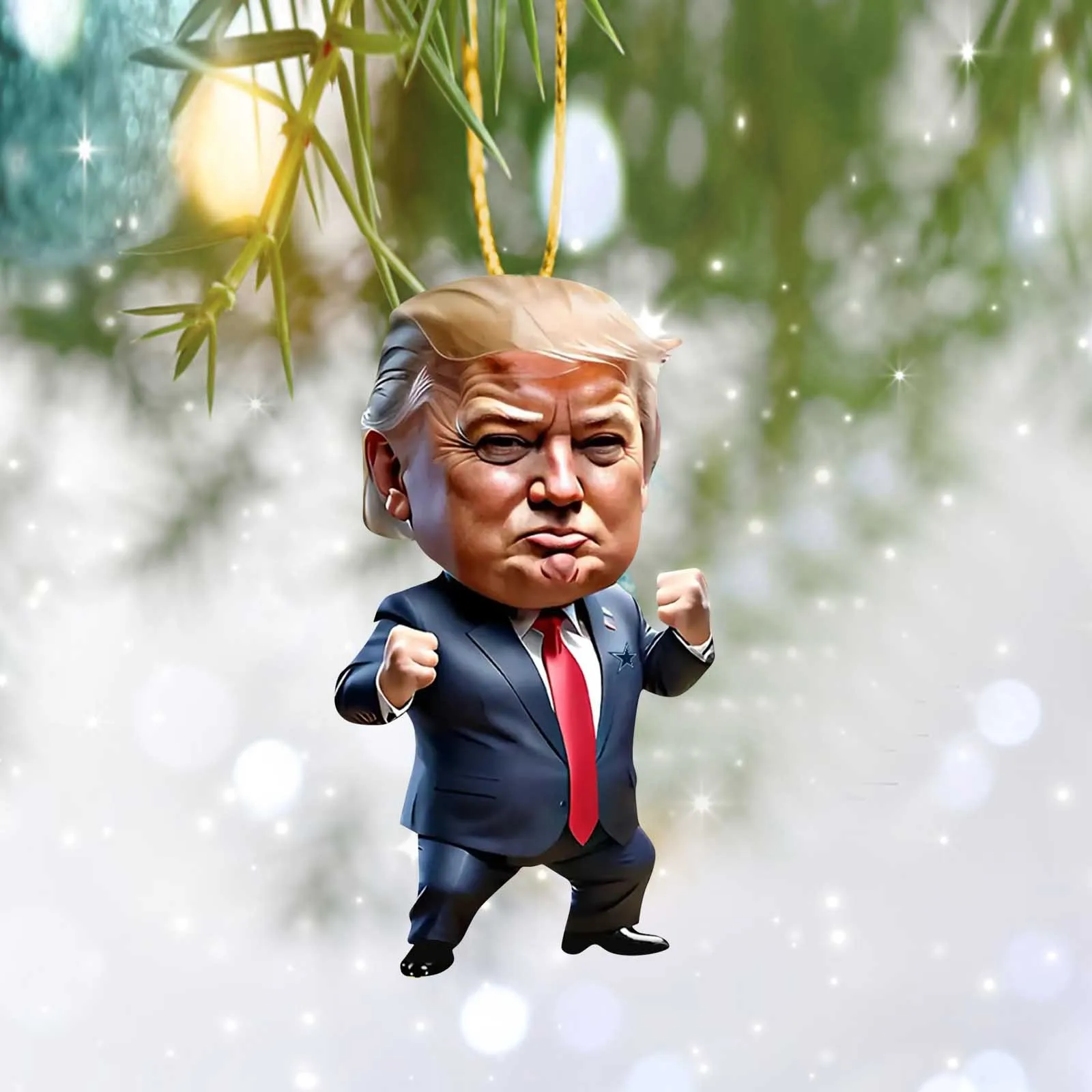 2D Cartoon Trump Pendant Acrylic Material Funny And Interesting Cartoon Pendant Suitable Trump Decorates Christmas Tree Stump