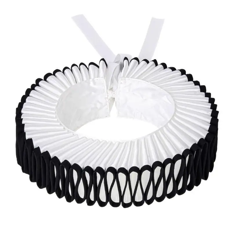 652f-ブラックトリミングビクトリア朝フリル偽首輪ネックラフ演劇公演ルネサンスピエロチョーカー首輪