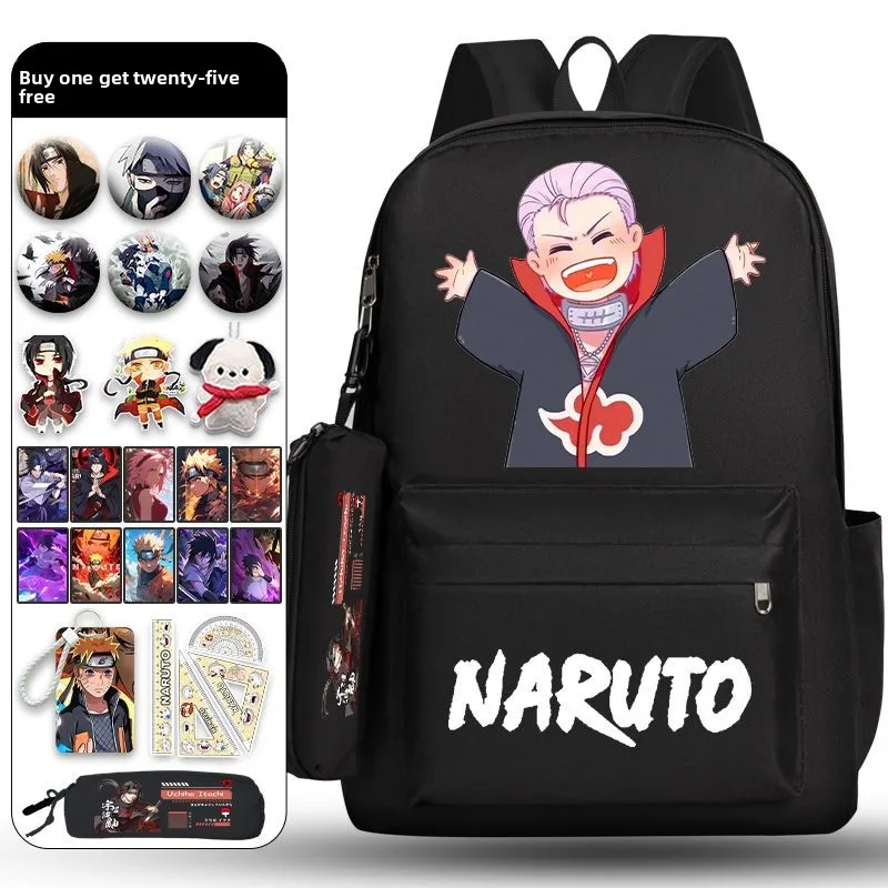 

2026 New Student Backpack Outdoor Gift Cartoon student schoolbag Naruto Uchiha Sasuke Anime Co Branded Male and Female