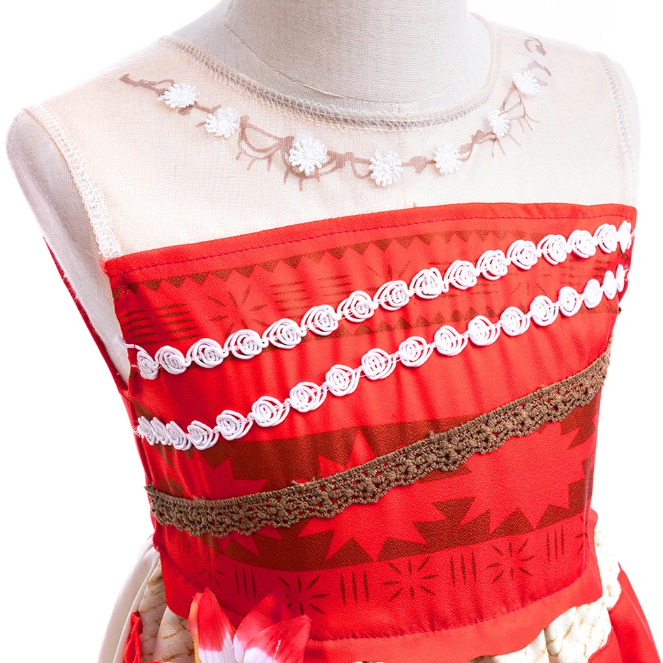 Girls Moana Vestidos Summer Cartoon Print Princess Dress Kids Sleeveless Fancy Frocks Children Vaiana Birthday Halloween Costume