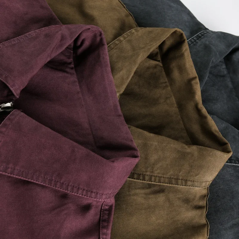 سترات عمل للرجال من قماش الدنيم المغسول بالقطن 100%، سترة خارجية بتصميم طباعة حروف قديمة للرجال، معاطف رجالية كبيرة الحجم