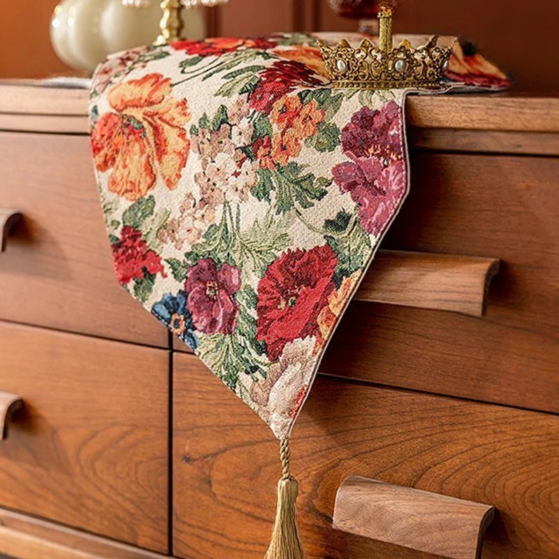 Camino de mesa de estilo chino, mantel de patrón Floral clásico con borlas, ceremonia del té, Bandera de mesa Zen, decoración de fiesta, nuevo