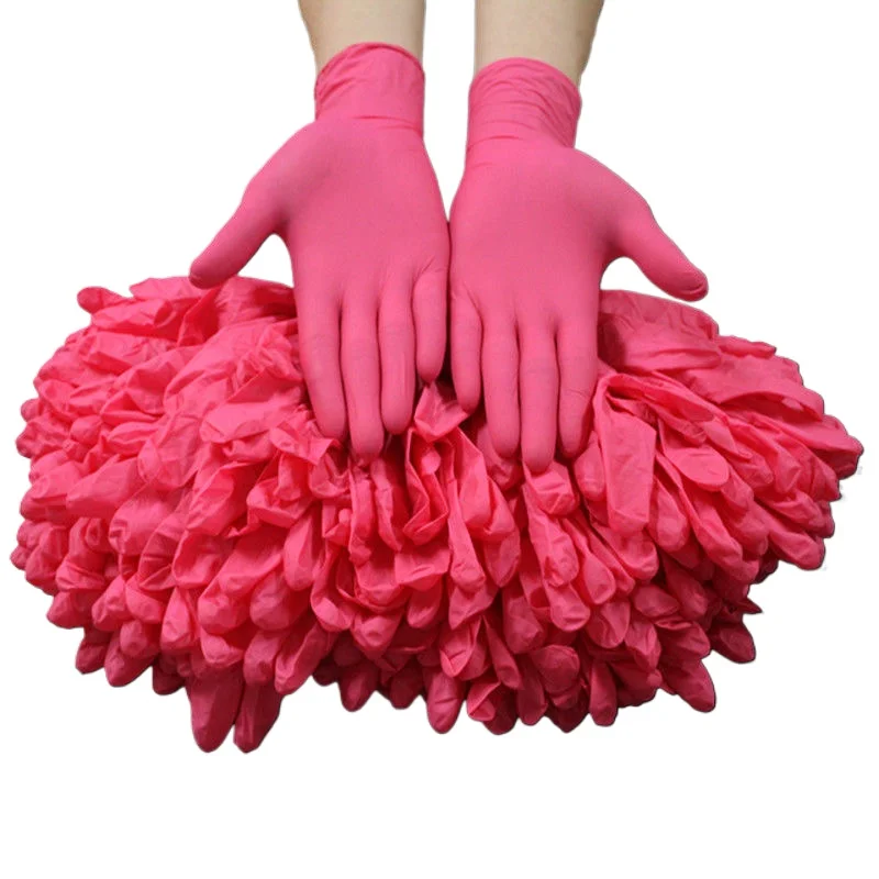 20/50/100PCS Rosa Nitril Handschuhe Einweg Handschuhe für Küche Haushalt Reinigung Werkzeug Schönheit Nagel Salon Petcare haar Farbstoff Handschuhe
