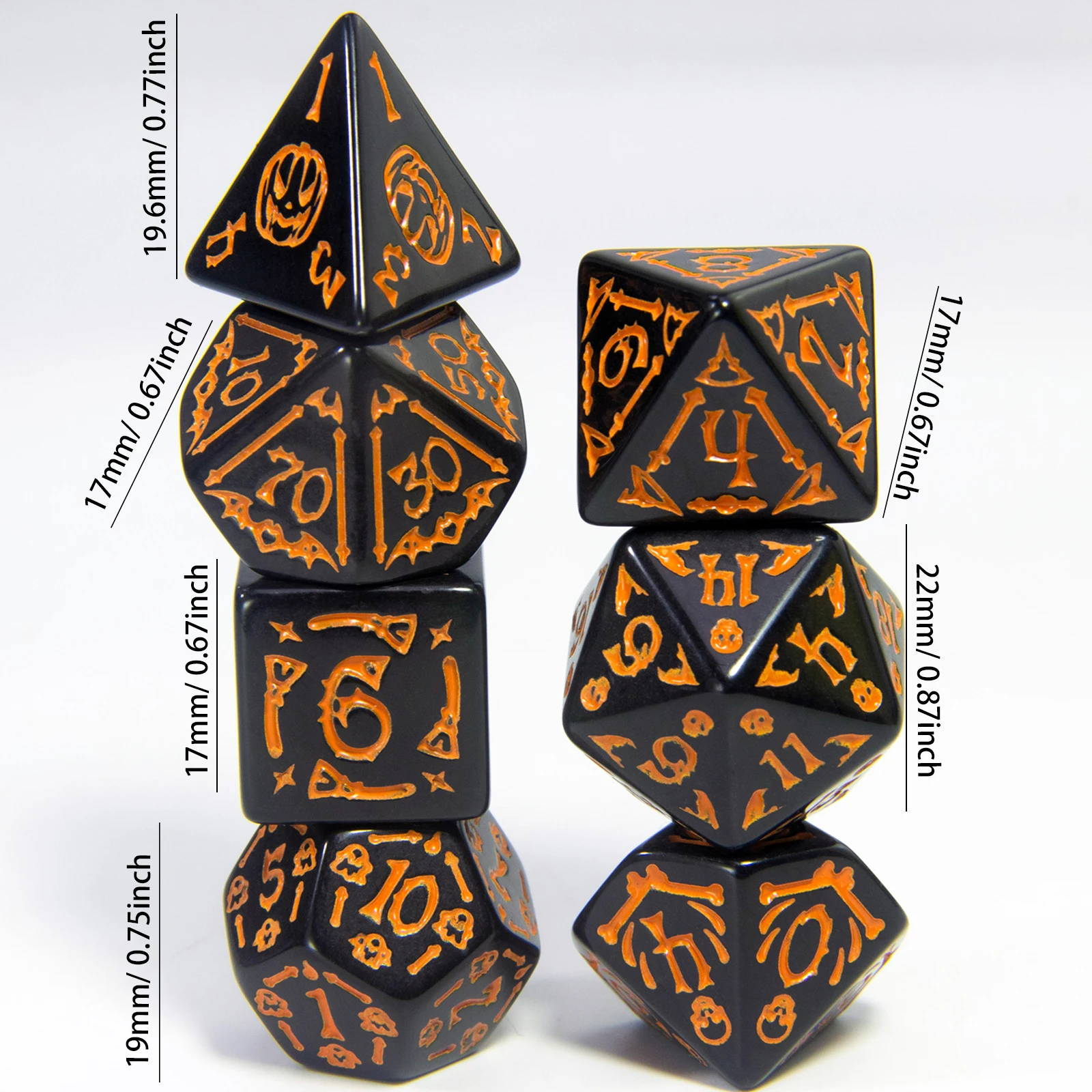 

7pcs DND Dice Halloween Theme Dice for Board Game As Holiday Gift Polyhedral Dice D4-D20