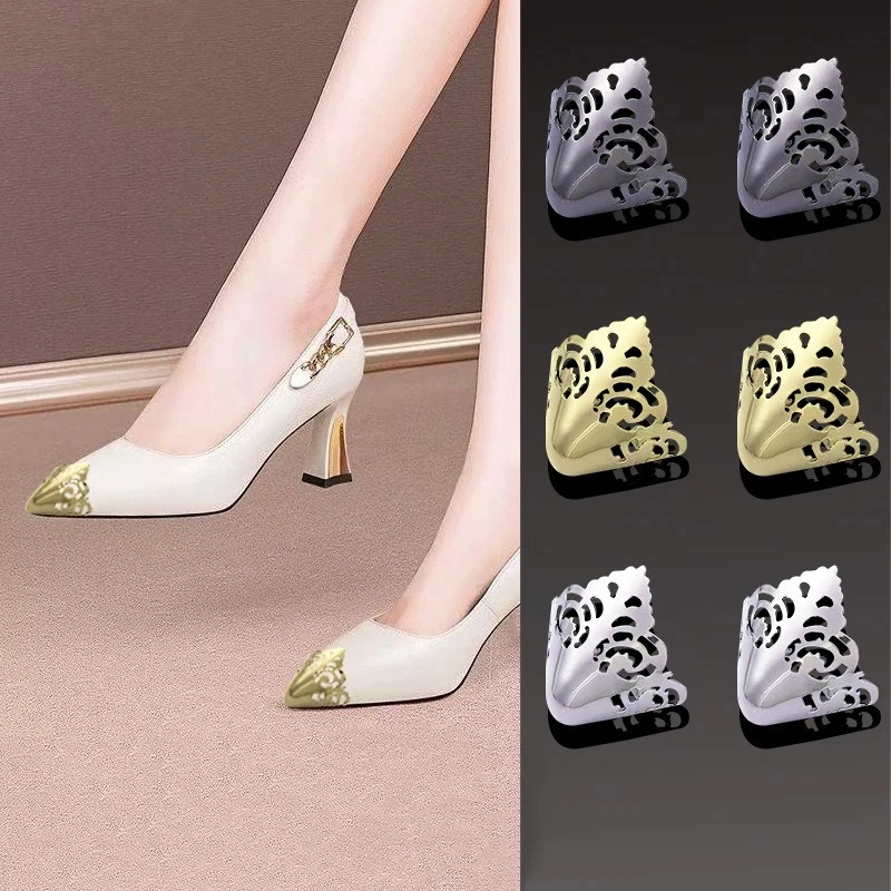 1 Pair Alloy Metal High Heels Tip Covers Scratch Resistant Shoe Repair Pointed Toe Caps Anti Kick Shoe Toe Protectors High Heels