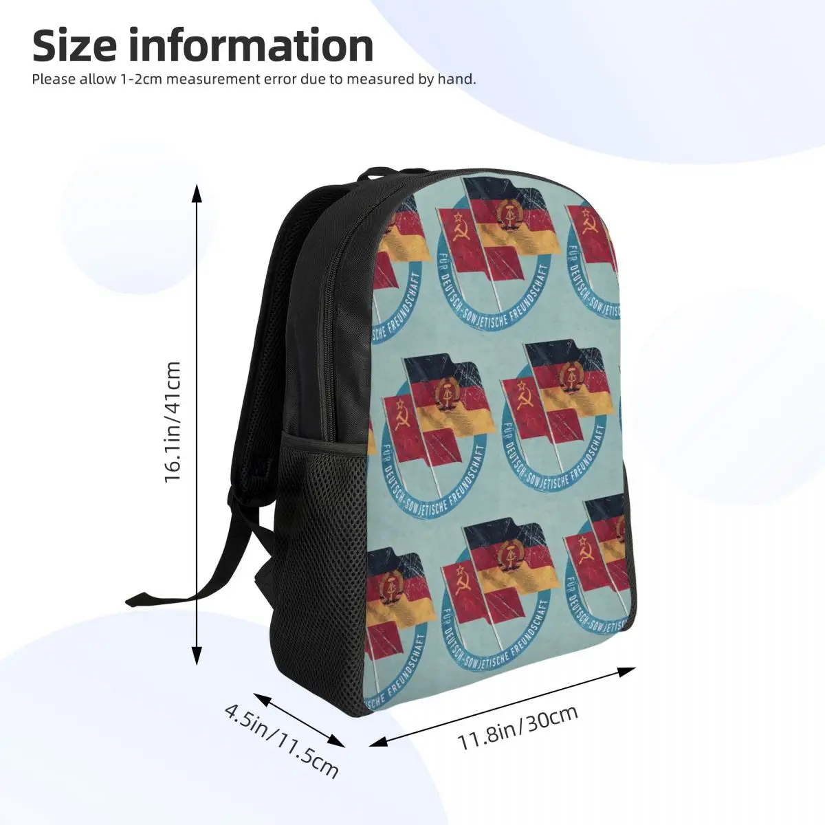 German DDR CCCP Friendship Badge Student Backpack School Bag Hiking Travel Daypack for Boys Girls Fashion Bookbag Shoulder Bags