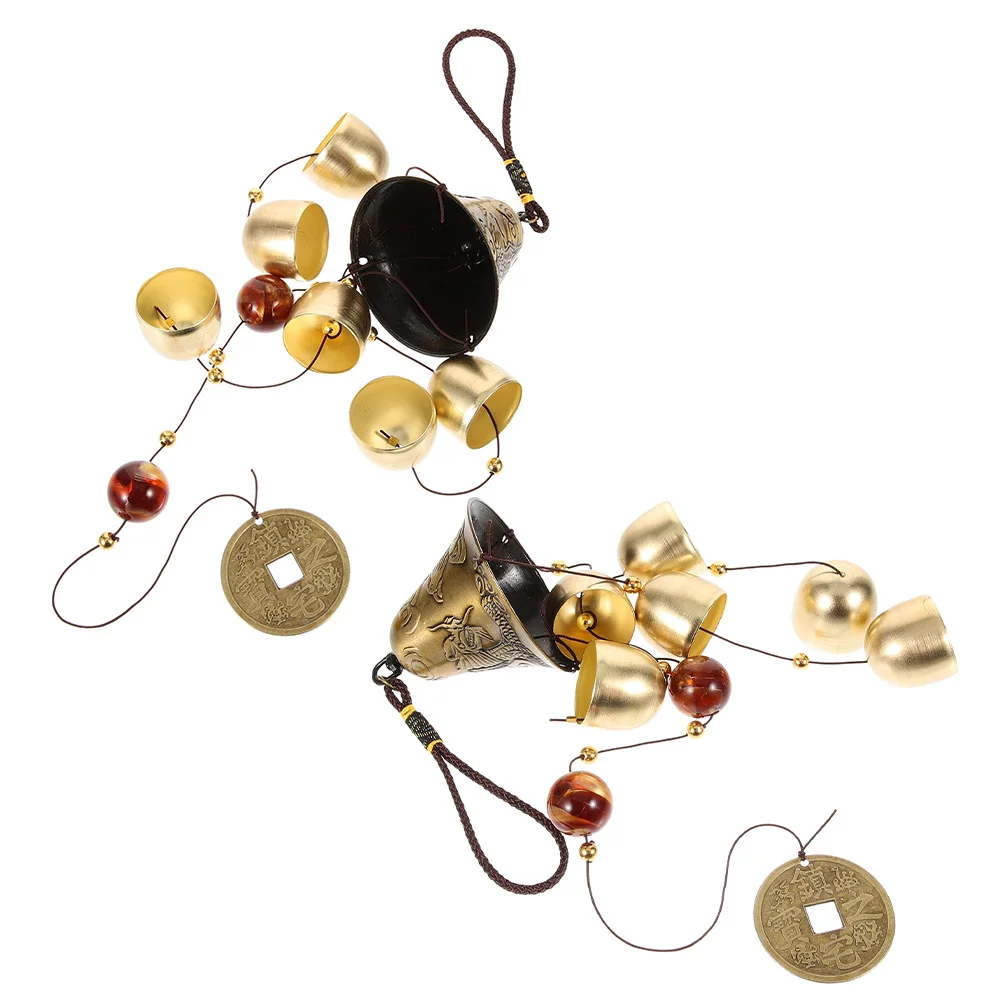 

2Pcs Alloy Feng Shui Wind Chimes Dragon Bells Outdoor Hanging Home Decor Alloy Wind Chimes Small Garden Windchime
