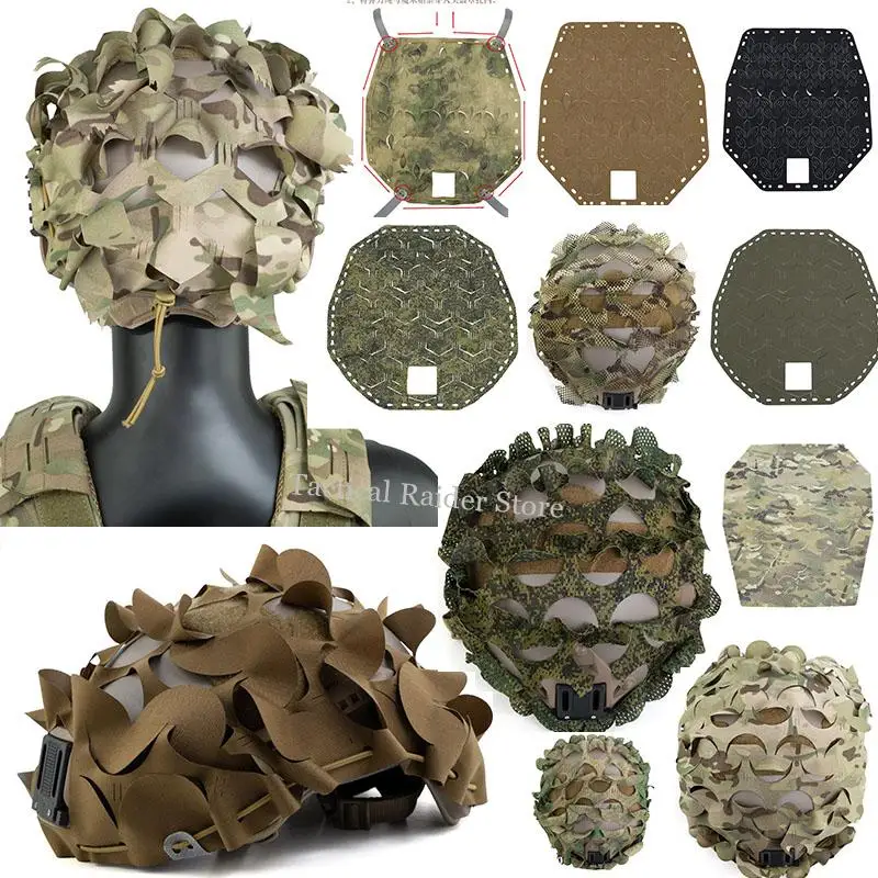 Cubierta de Casco Táctica de Camuflaje, Camuflaje de Red, Camuflaje Ars&bcs, Cubierta de Casco de Corte Alto, Sombrero Oculto para Casco