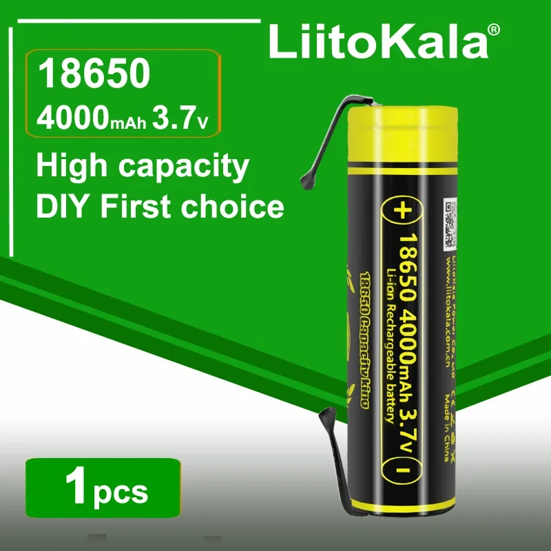 Liitokala-ドローン電動工具用の充電式リチウム電池,King4000-Nニッケル,3.7v,18650, 4000mah,連続放電,12a,1個