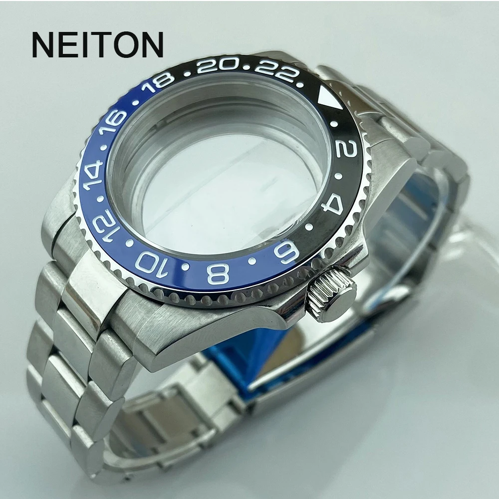 

NEITON 20ATM Dive 40mm Case Fit NH35 NH34 GMT ETA 2824 PT5000 Watch Case Steel Bracelet Sapphire 120 Clicks Sliding Buckle