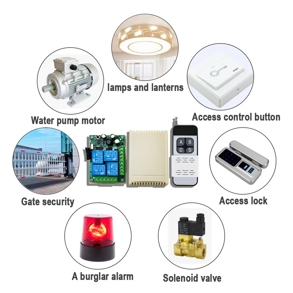 Imagem -02 - Interruptor de Controle Remoto sem Fio e Transmissor Receptor do Módulo de Relé 433.92mhz ac 85256v 110v 220v 10a 4ch Ev1527