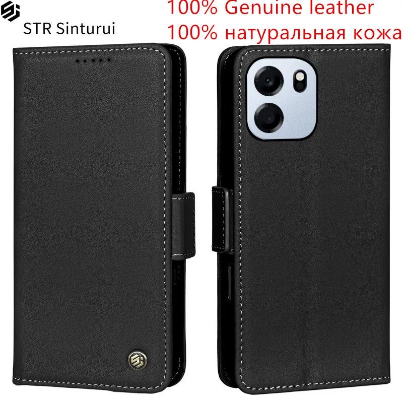 

STR 100% Genuine Nappa grain leather Magnetic button card Slot Wallet Cover For OnePlus Nord CE6 Lite Flip shockproof phone Case