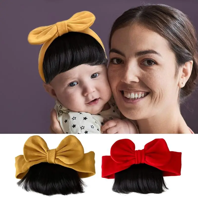 

Toddler Girls Bowknot Bangs Wigs Hairbands Everyday Hairpiece Fashionable Hair Accessories For Photography Gathering Home