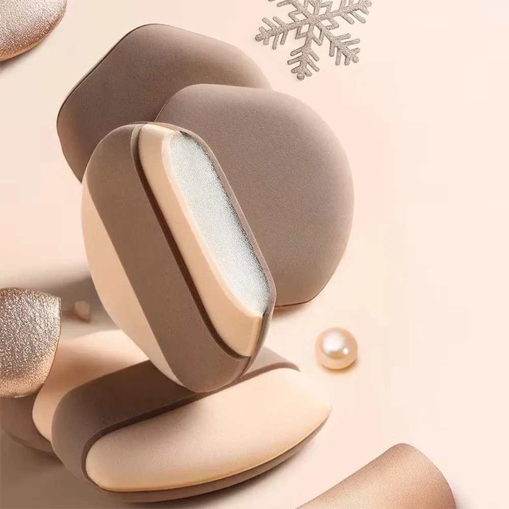 2Pcs Chocolate Velvet Makeup Blender Puff Soft Concealer Application Flocking Sponge Loose Powder Puffs Air Cushion Foundation