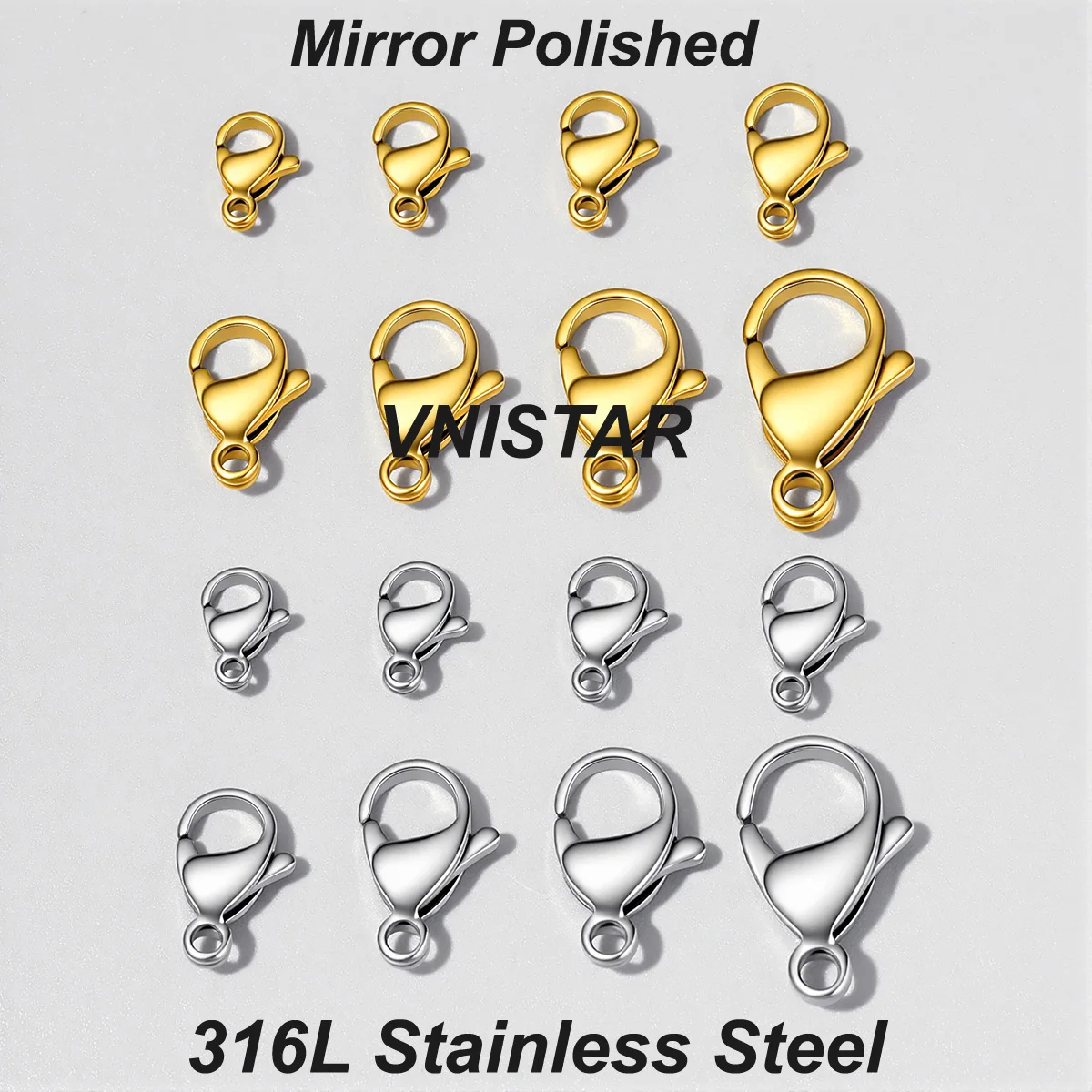

20/30/40 Mirror Polished 316L Stainless Steel Lobster Clasps Wholesale Handmade DIY Jewelry Necklace Bracelet Make Factory Price
