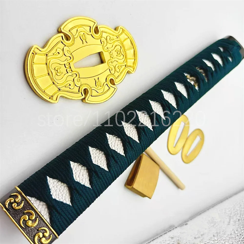 Nice Set Alloy Tsuba Handguard Guard Green Tsuka Handle Hilt Brass Habaki Seppa For Japanese Real Japan Samurai Sword Fittings