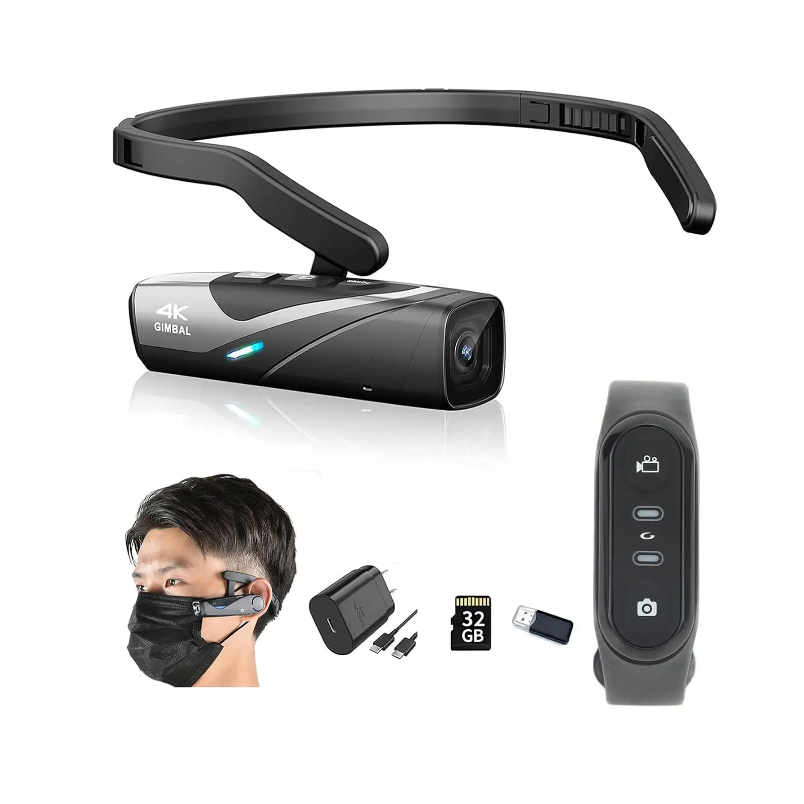 

EP8 4K Head-Mounted Camera, Wearable Vlog Cam with 2-Axis Gimbal Stabilizer, High-Sensitivity STARVIS-Grade CMOS Sensor