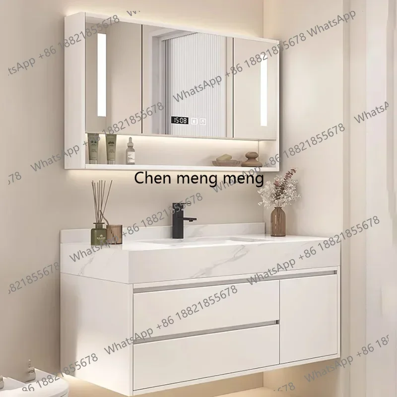 Light Luxury Rock Panel Bathroom Cabinet Hand Wash Basin Cabinet Combination Intelligent Bathroom Gabinete Home Furniture