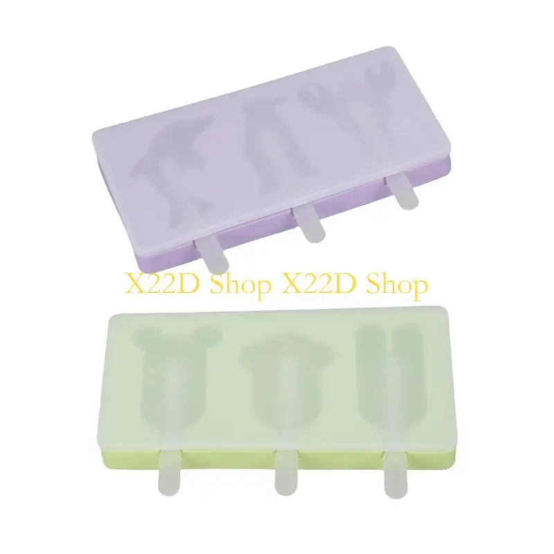 X22D Silicone Ice Lolly Molds Set 3 Cavities Cake Molds,Ice Creams Bar Mold Ice Cakesicles Mold with Gift