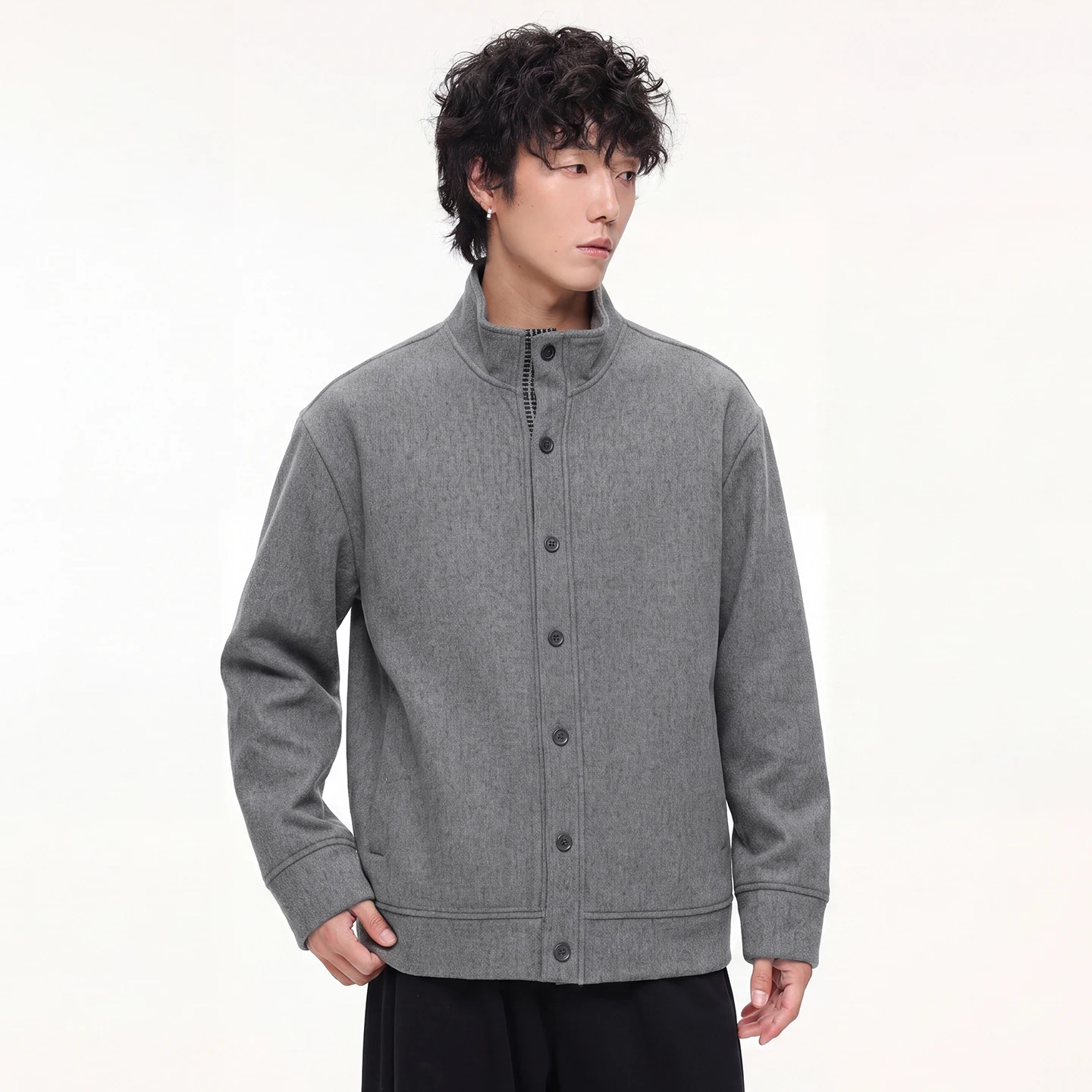 Men's Stand Collar Zipper Cardigan Sweatshirt Jacket Spring Autumn American Vintage Casual Loose Sweatshirts Coat commute jacket