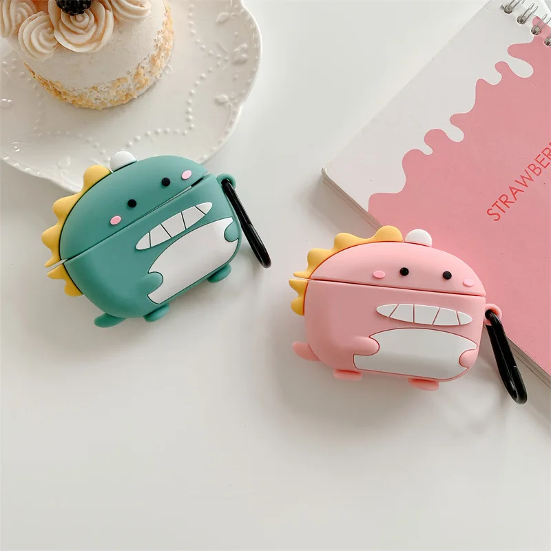 For Realme Buds T100 Case Kawaii Pink Green Dragon Soft Silicone Protective Shell Soft Case For Realme T100 With hook Cover