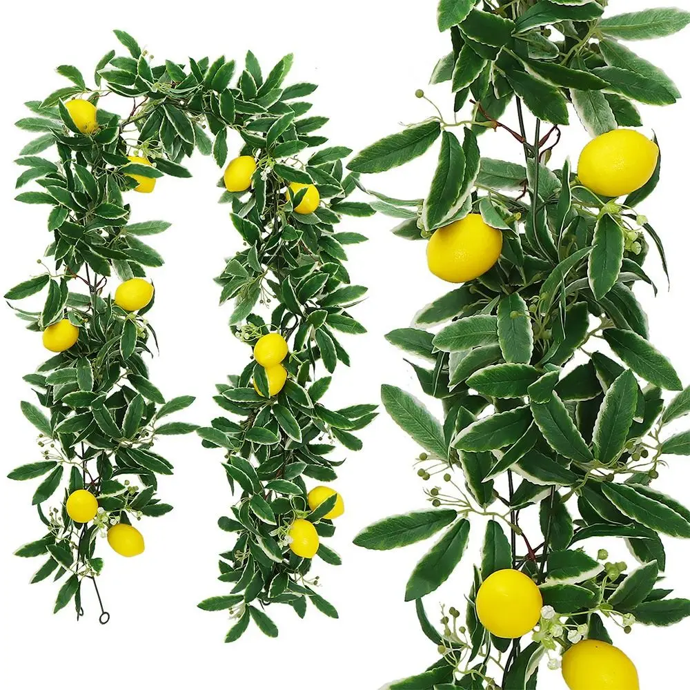 

Spring Artificial Eucalyptus Lemon Vine Real Touch Lifelike Artificial Lemon Garland Handmade Green Plant Faux Fruit Vine