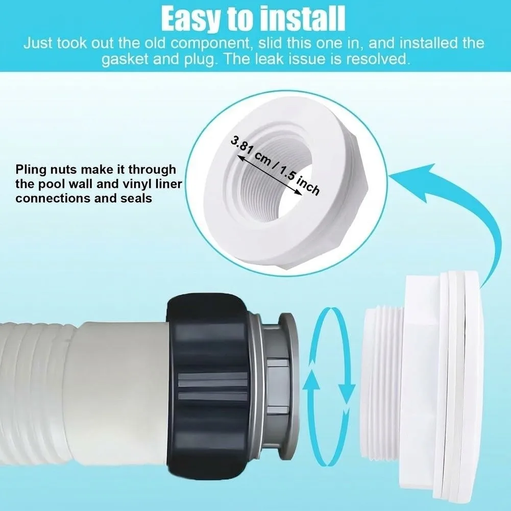 Swimming Pool Adapter Threaded Nut Washer For Outdoor Pool Use Internal Thread Design Leak Proof Seal Optimized Water Flow
