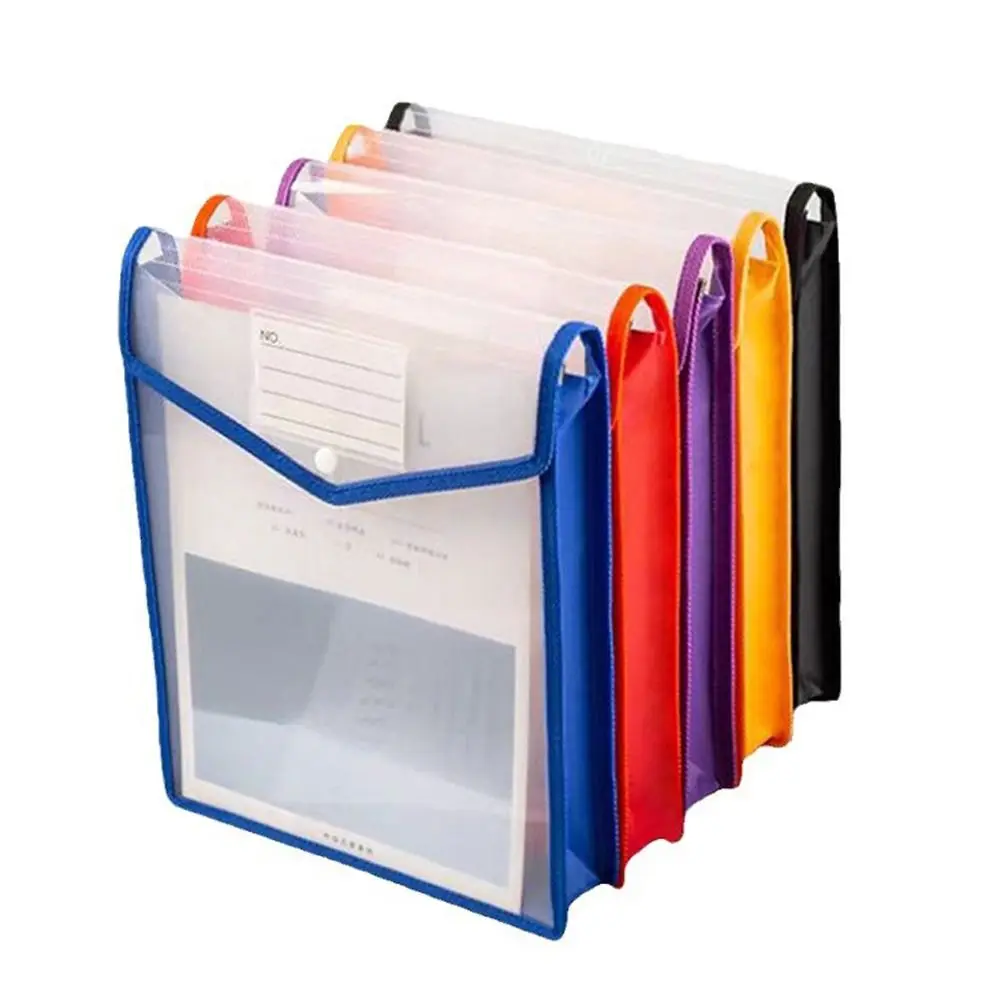 Press Button A4 File Bag Large Capacity Waterproof Document Bag Stereo Vertical Transparent File Organizer Back To School