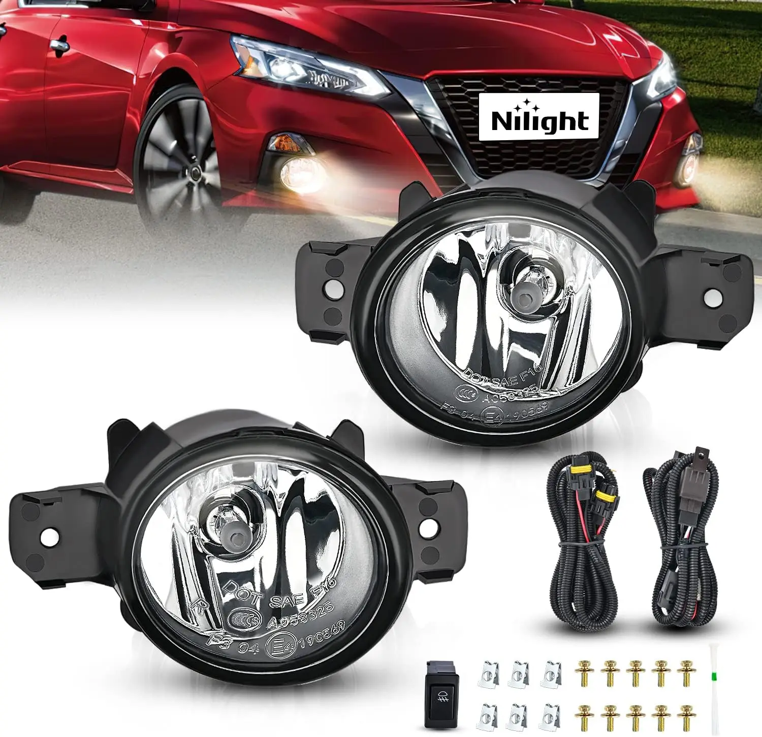 Nilight Fog Light Compatible with 2007-2019 Nissan Altima Versa Note Maxima Pathfinder Infiniti QX60 M35 M45 G37 JX35 ALTIMA