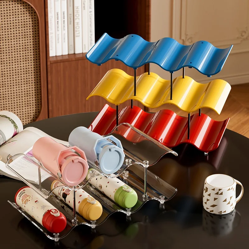 2/3 Layers Wavy Multi-layer Finishing Rack Anti-Fall Large Capacity Water Cup Holder Saving Space Water Bottle Storage Rack