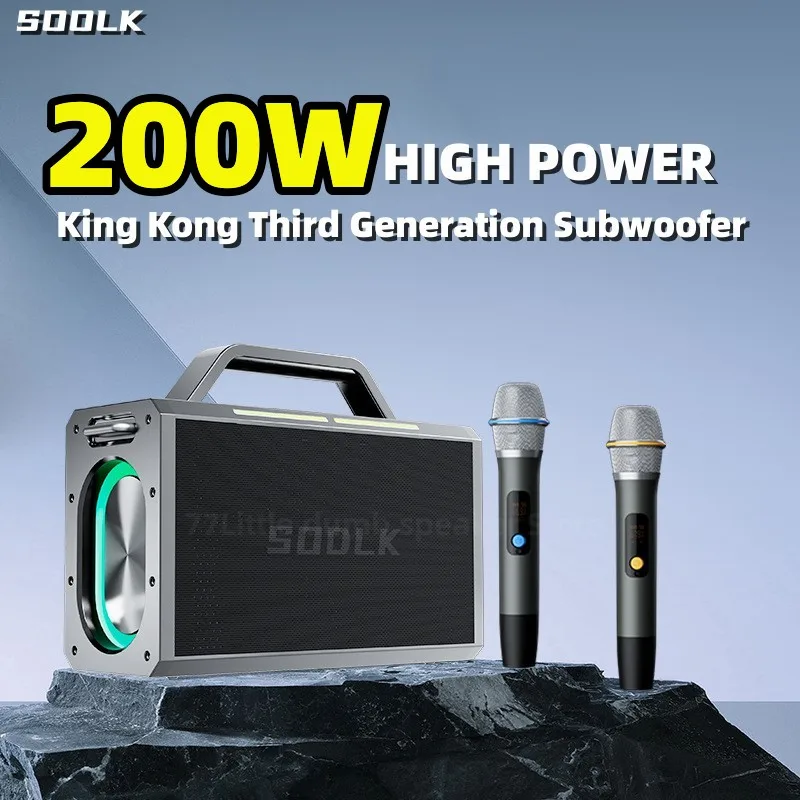 SODLK 200W Big Power Bluetooth Speaker NFC Portable Wireless Column TWS Subwoofer 24000mAh battery Outdoor Mobile Power Supply