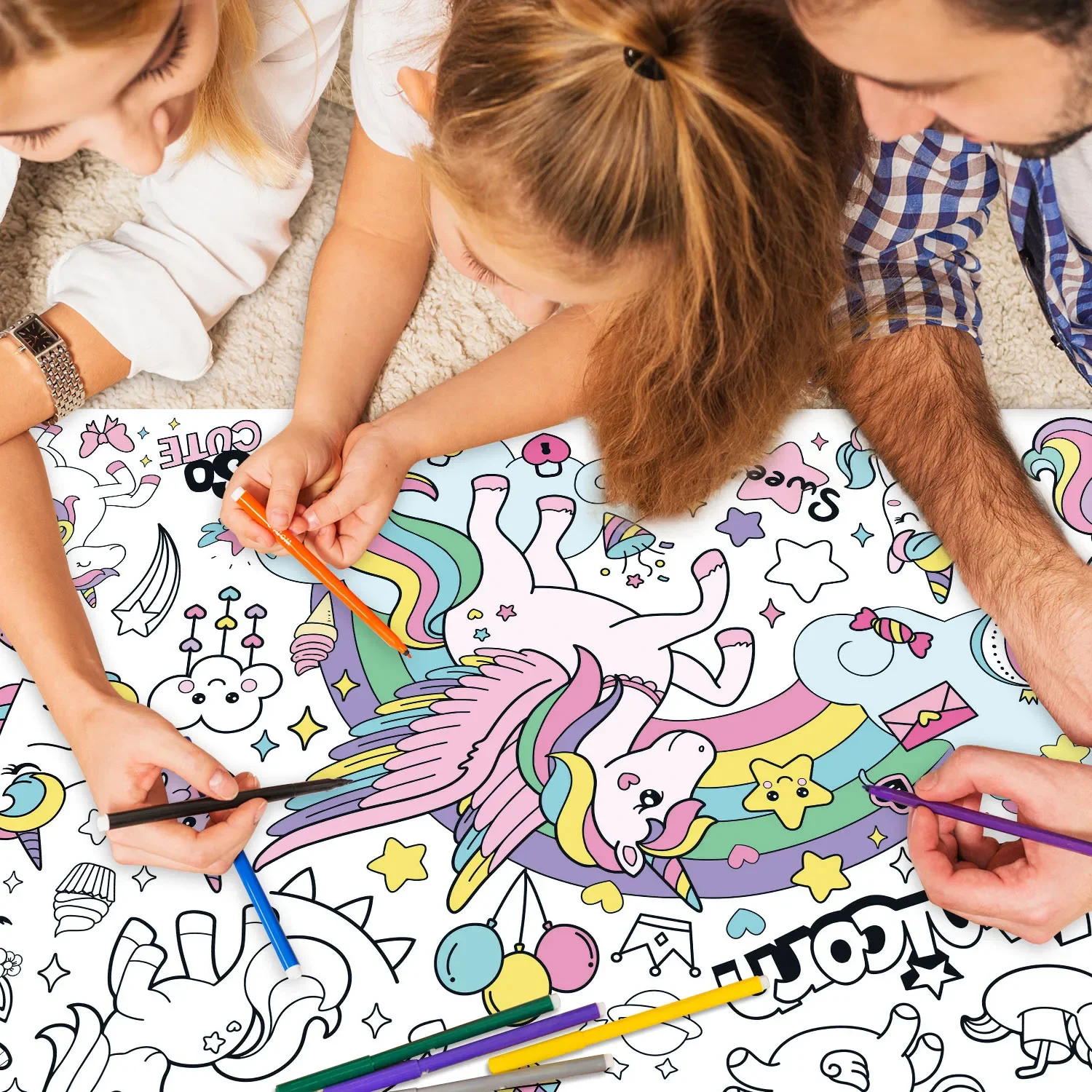 Unicorn Coloring Books for Kids Coloring Poster Large Coloring Tablecloth for Boys Girls Unicorn Birthday Party Supplies Favor