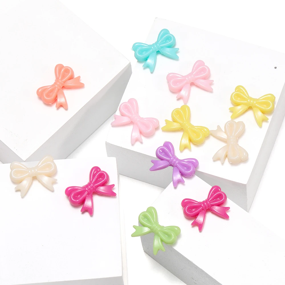 20/30pcs 14x18mm Acrylic Multicolor Bow Beads Spacer Loose Beads for Handmade DIY Jewelry Earrings Keychain Material Accessories image 4