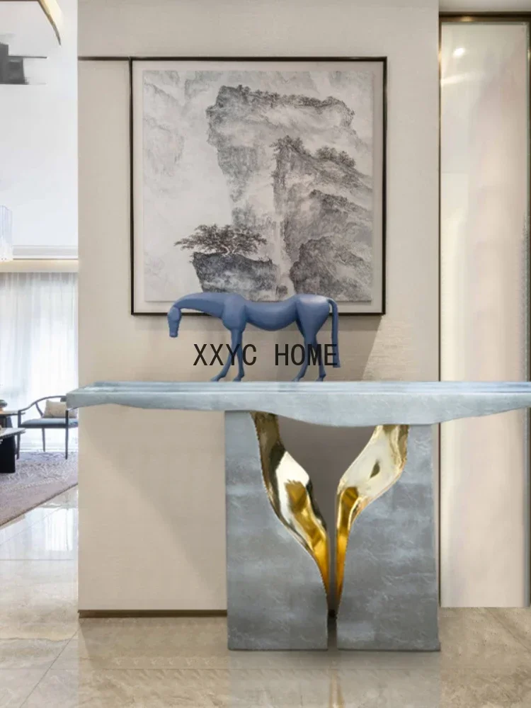 Villa Console Tables Hotel Light Luxury a Long Narrow Table Table Sofa Backrest Table