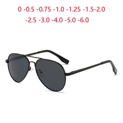 Colorful Lens Myopia Lens Polarized Sunglasses For Children Metal Anti-Glare Oval Prescription Sunglasses  0 -0.5 -0.75 To -4.0