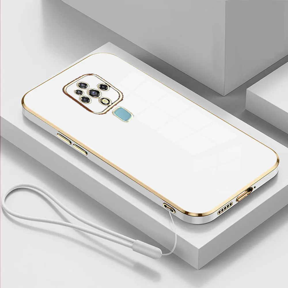 Para Tecno Camon 16 funda de lujo chapada cuadrada Tecno Camon 16 funda de teléfono CE7 CE7j CE9h funda trasera de silicona suave a prueba de golpes Fundas