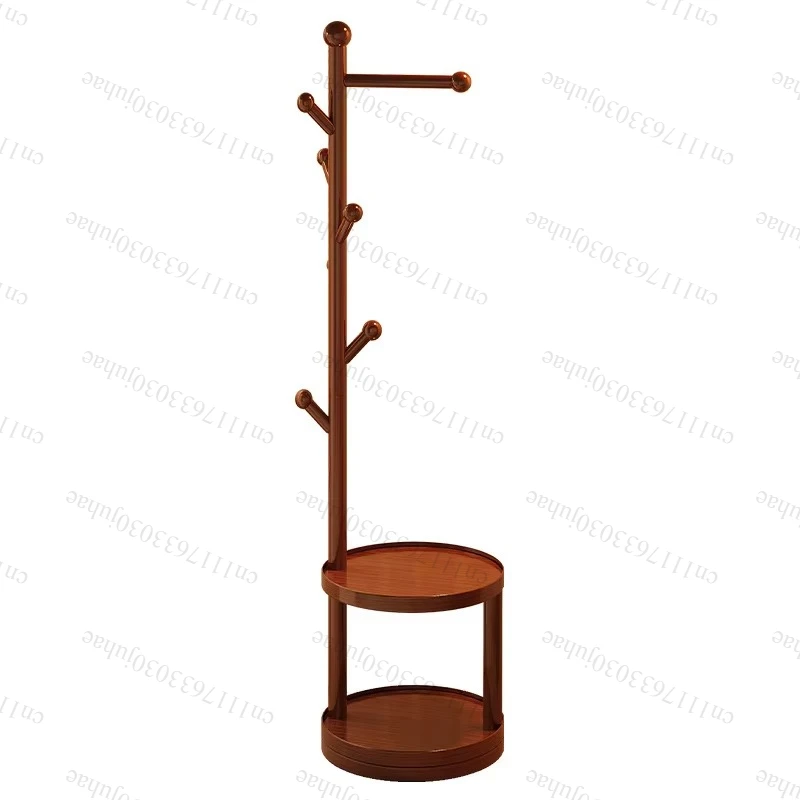 Solid Wood Floor Coat Rack Standing Clothes Hanger Stand Multilevel Shelf Hat Bag Organizer Entrance Hall Bedroom Living Room