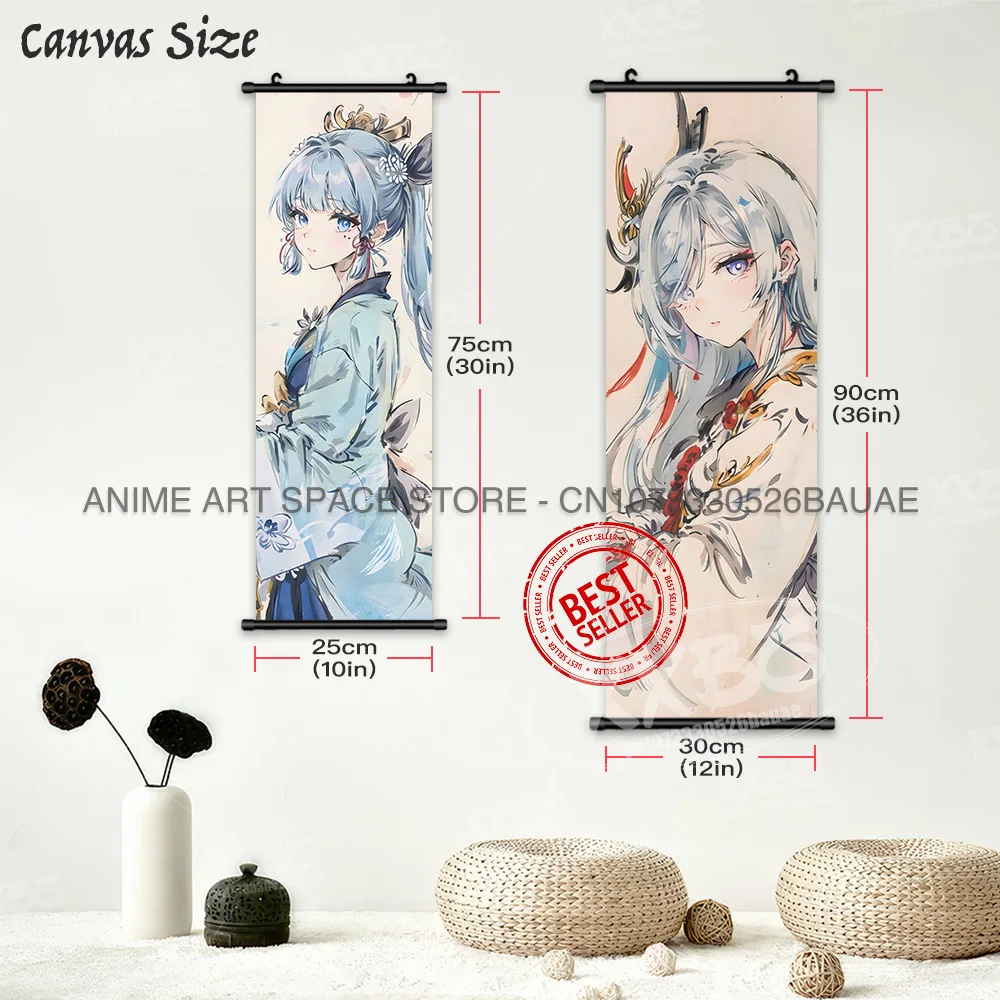 Spiel Genshin Impact Hängende Malerei Keqing Anime Tapete Yae Miko Home Decor Poster Raiden Shogun Wandkunst Scroll Bild – Detail 5