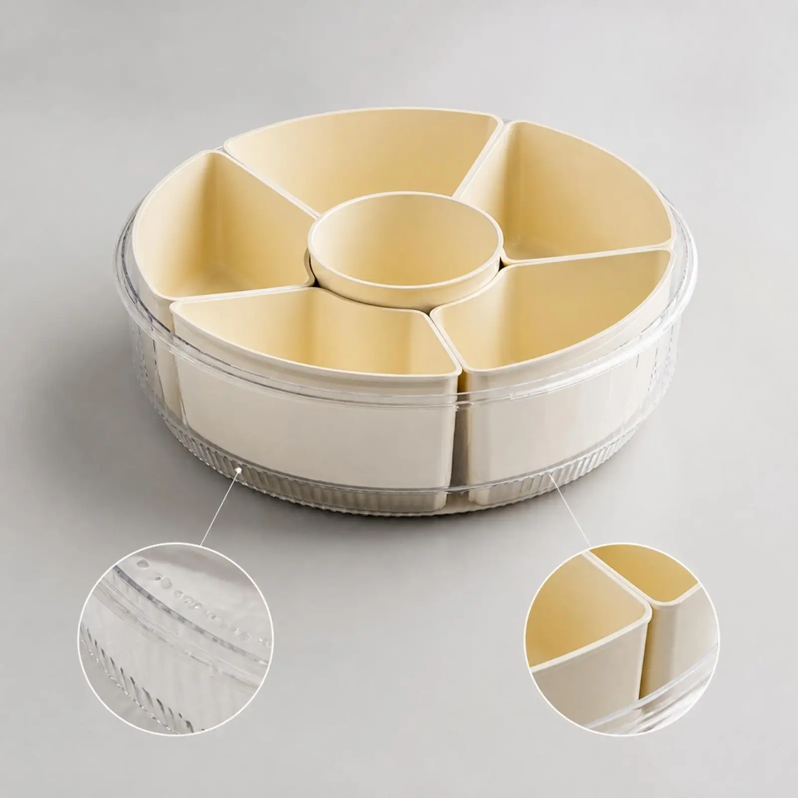 Rotating Vegetable Drying Rack Tray for Table Use with Multiple Sections for Hot Pot Meals