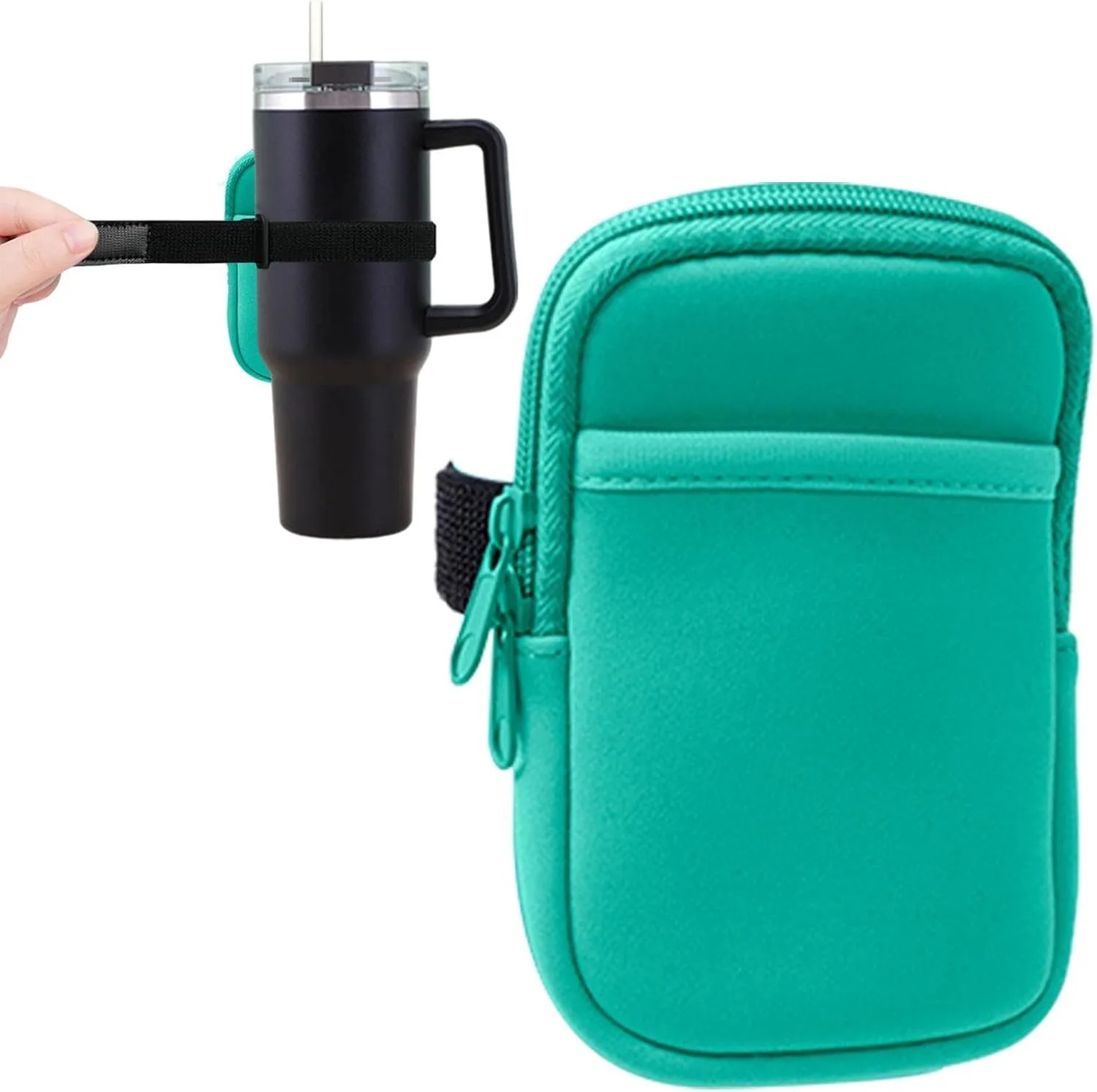 

Diving material coin purse 40oz car straw cup protective cover, dual pocket handle, ice cream cup holder, storage bag