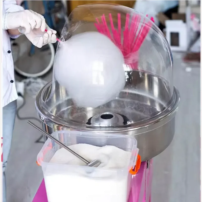 

Electric Cotton Candy Machine with Cart Commercial Candy Floss Maker Stainless Steel Fancy Brushed Cotton Candy Machine 220/110v