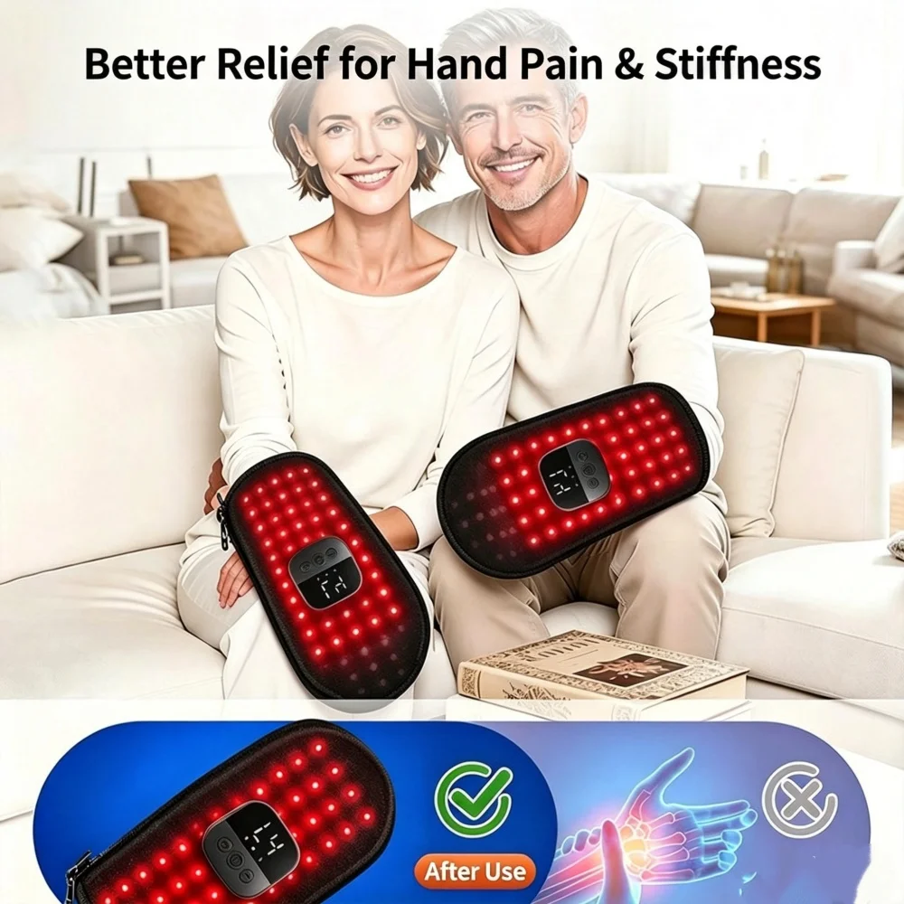 660nm 850nm Red Light Therapy Gloves Heating Vibration Hand Massager 3000mAh Timer for Hand Arthritis Stiff Joint Soreness view 5