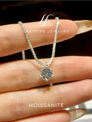 1CT Sparkling Luxury Moissanite Diamond White Pendant Necklace for Women Real 925 Sterling Silver High Quality Fine Jewelry