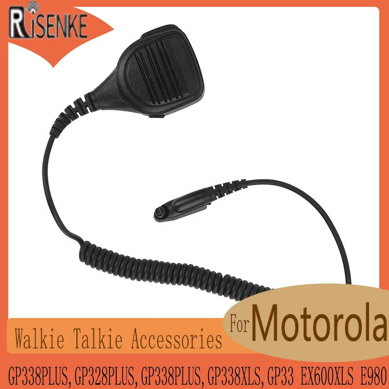 RISENKE Speaker Mic for Motolora, GP344R, GP328PLUS, GP338XLS,GP33, EX600XLS, E980 Radio, Walkie Talkie Microphone