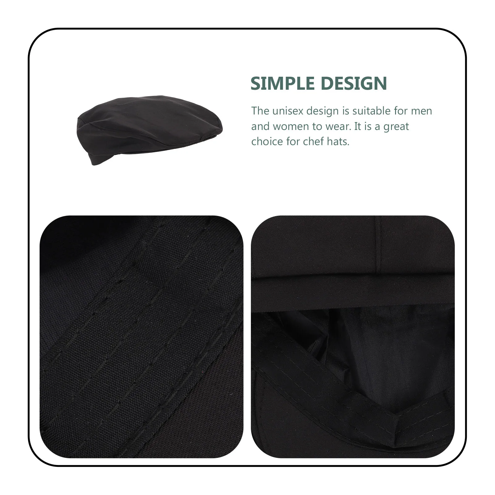 

Chef Hat Waiter Beret Kitchen Black Restaurant Cooking Unisex Cotton Comfortable Design Suitable Chefs Cooks Bakers Waiters