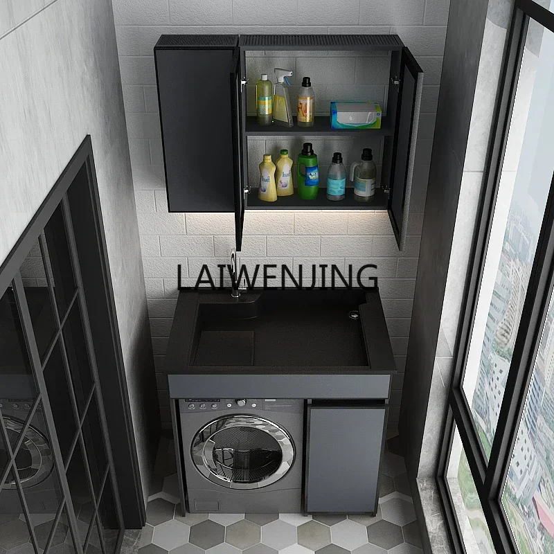 LYN space aluminum washing machine combined balcony integrated cabinet wash face with rubbing basin overall customization